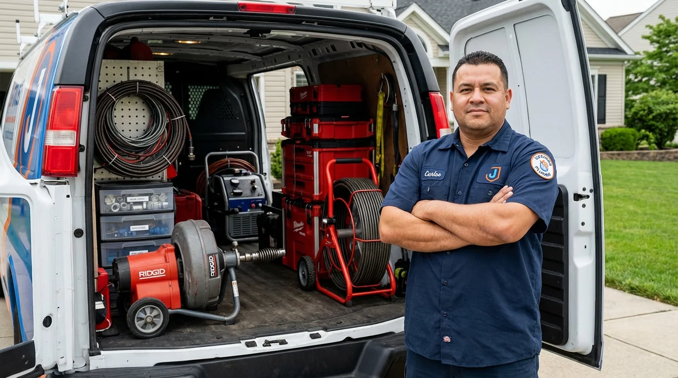 Professional drain cleaning equipment and Johns Plumbing LLC plumber in Kenly