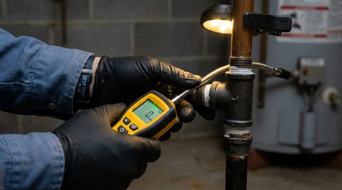 Gas leak detection with electronic sniffer by Johns Plumbing LLC in Kenly